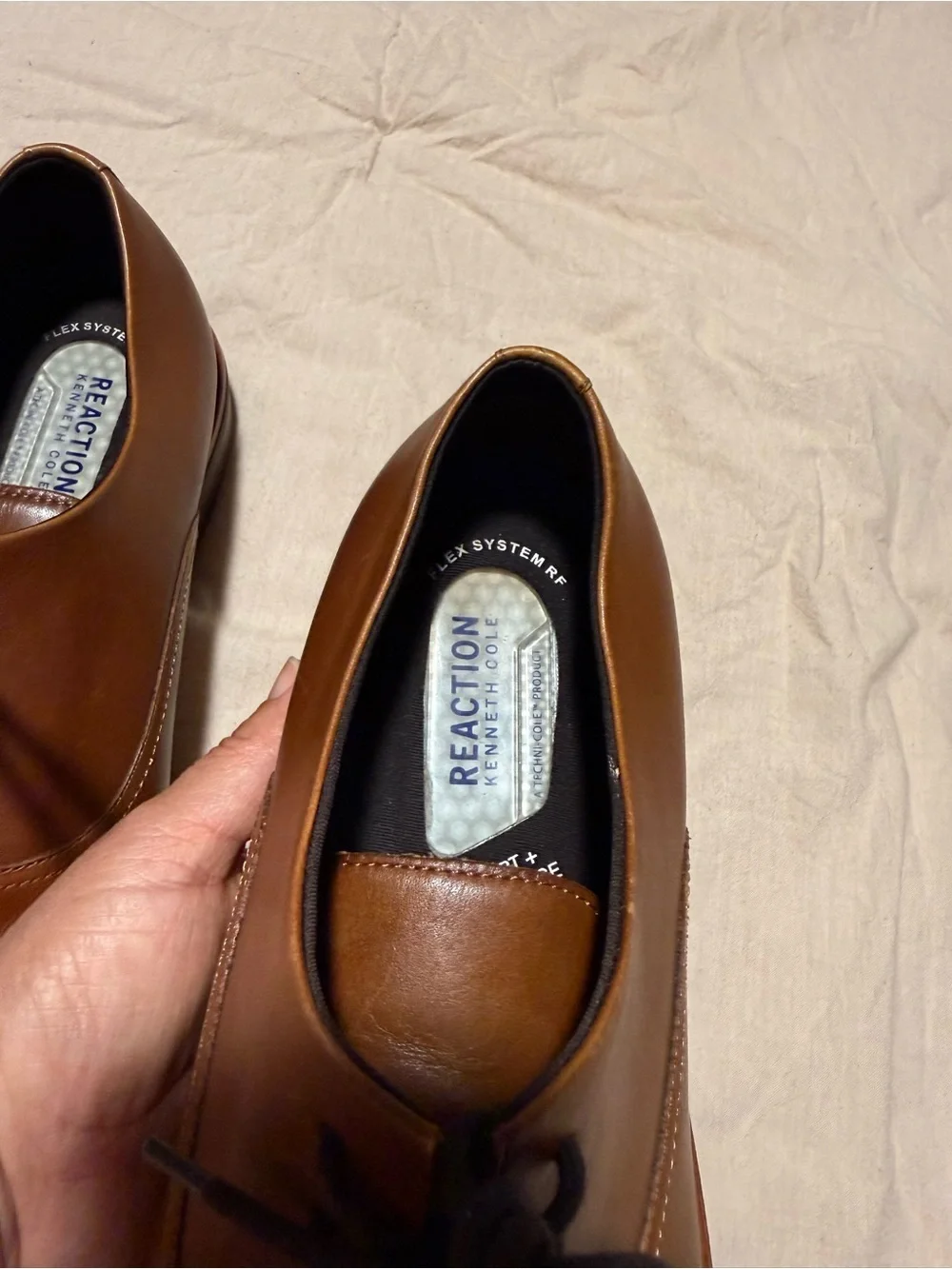 Kenneth Cole -flex system- Classic Brown Leather Cap-Toe Derby for Men size 11